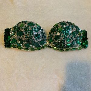Customized Green Lucky Bling Bra